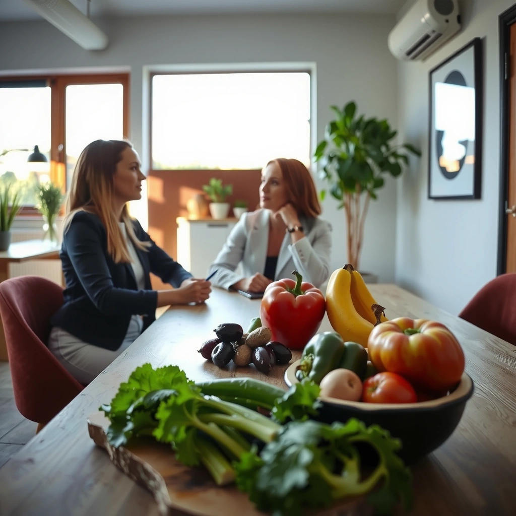 Beratungsgespräch über gesunde Ernährung in der Praxis