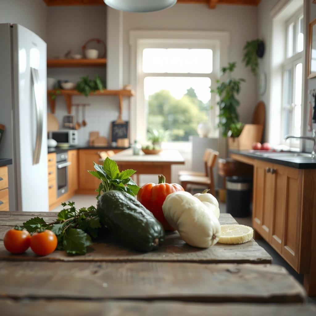 Frische regionale Zutaten auf Holztisch